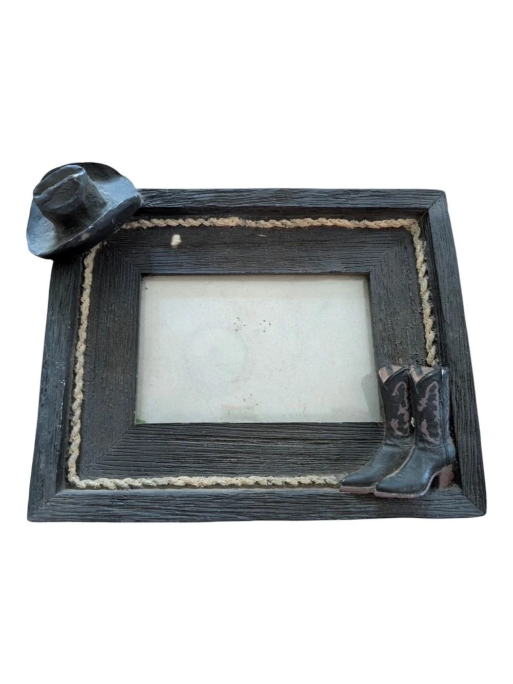 Rustic Black Cowboy Hat & Boots Photo Frame
